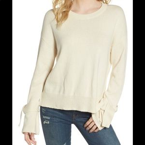 Madewell tie arm sleeve cream colored sweater